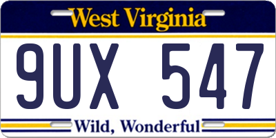 WV license plate 9UX547