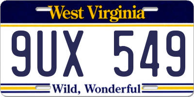 WV license plate 9UX549