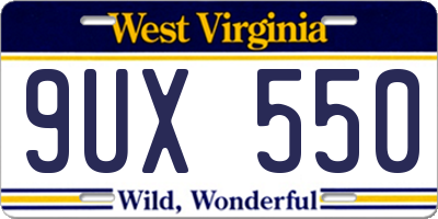 WV license plate 9UX550