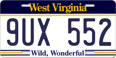 WV license plate 9UX552