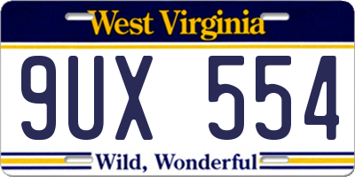 WV license plate 9UX554