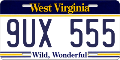 WV license plate 9UX555