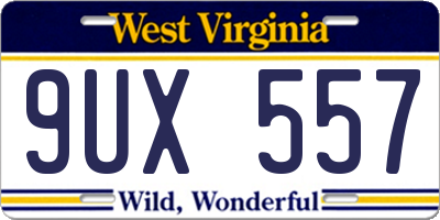 WV license plate 9UX557