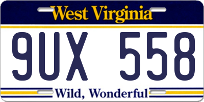 WV license plate 9UX558