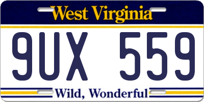 WV license plate 9UX559