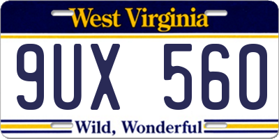 WV license plate 9UX560