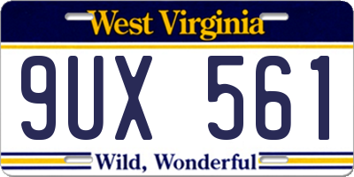 WV license plate 9UX561