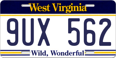WV license plate 9UX562