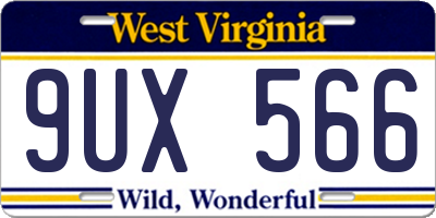 WV license plate 9UX566