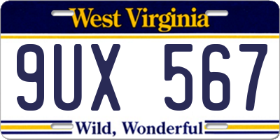 WV license plate 9UX567
