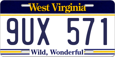 WV license plate 9UX571