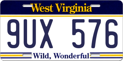 WV license plate 9UX576