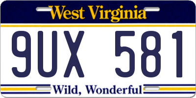 WV license plate 9UX581