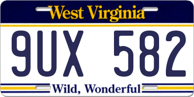 WV license plate 9UX582