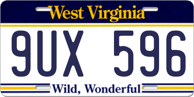 WV license plate 9UX596