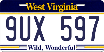 WV license plate 9UX597
