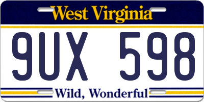 WV license plate 9UX598