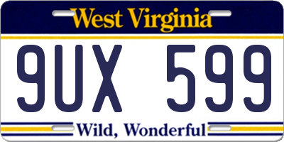 WV license plate 9UX599