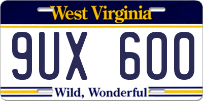 WV license plate 9UX600