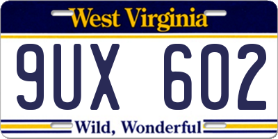 WV license plate 9UX602