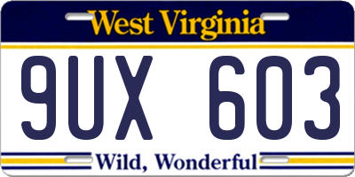 WV license plate 9UX603