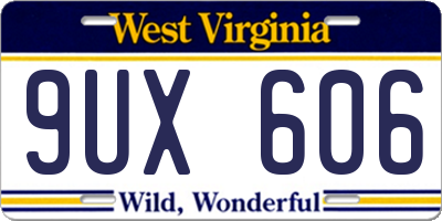 WV license plate 9UX606