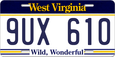 WV license plate 9UX610