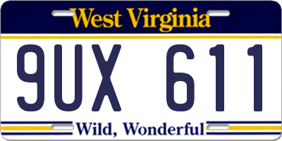 WV license plate 9UX611