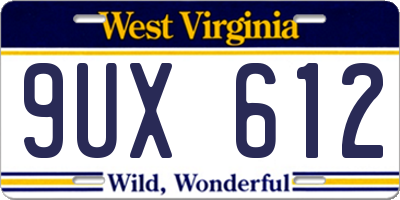 WV license plate 9UX612