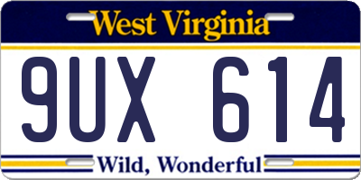 WV license plate 9UX614
