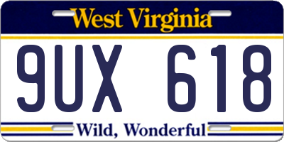 WV license plate 9UX618