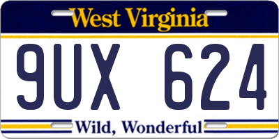 WV license plate 9UX624