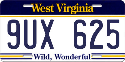 WV license plate 9UX625