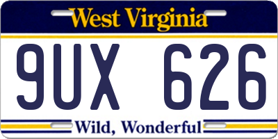 WV license plate 9UX626