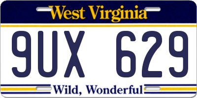 WV license plate 9UX629