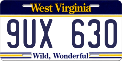 WV license plate 9UX630