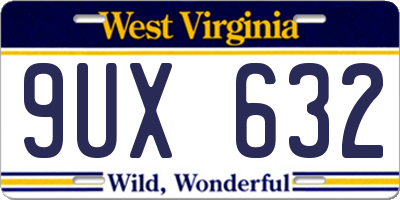 WV license plate 9UX632
