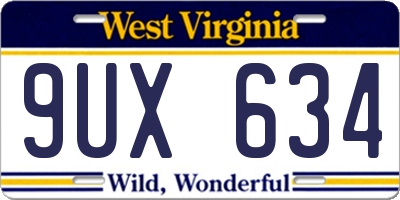 WV license plate 9UX634