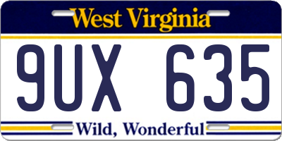 WV license plate 9UX635