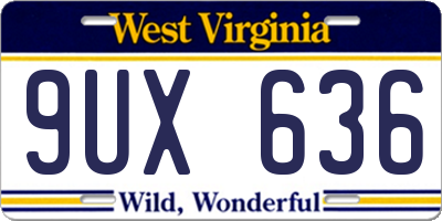 WV license plate 9UX636