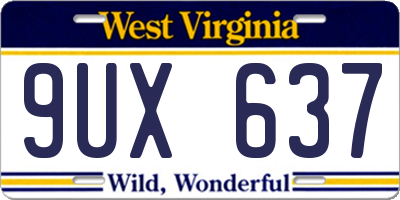 WV license plate 9UX637