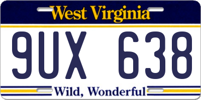 WV license plate 9UX638