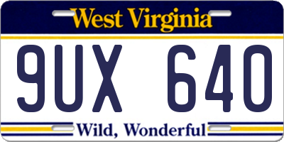 WV license plate 9UX640