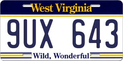 WV license plate 9UX643