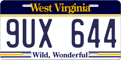WV license plate 9UX644