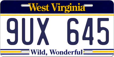 WV license plate 9UX645