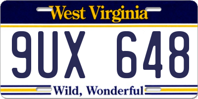 WV license plate 9UX648