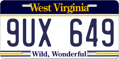 WV license plate 9UX649