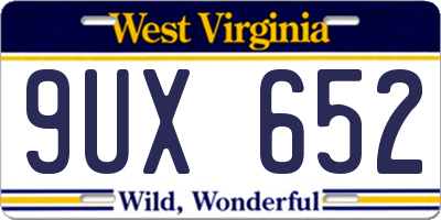 WV license plate 9UX652