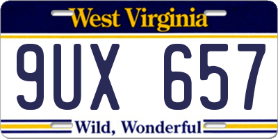 WV license plate 9UX657